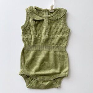 Kate Quinn Organics Dried Moss Sleeveless Peter Pan Sweater Bodysuit 12-18 Month